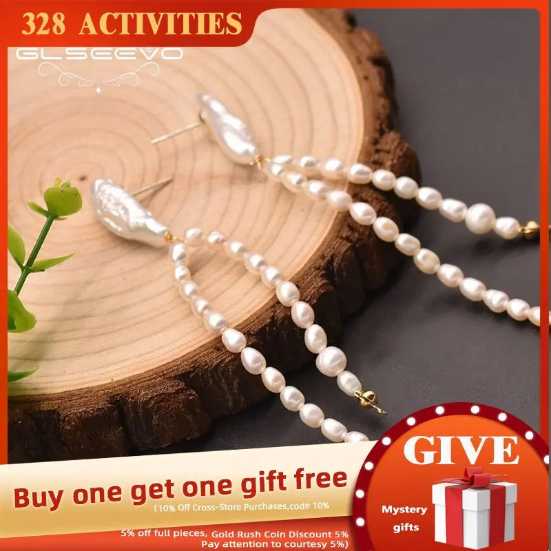 Baroque Pearl Sterling Silver Tassel Earrings GE1002