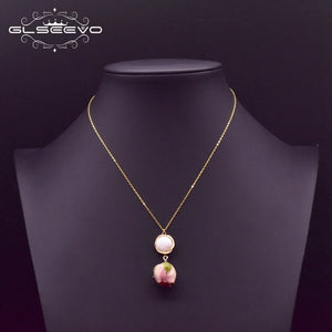 Baroque Pearl 925 Sterling Silver Pendant Flower Necklace