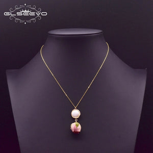 Baroque Pearl 925 Sterling Silver Pendant Flower Necklace