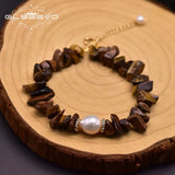 Baroque Pearl Bracelet Brown Stone Jewelry GB0201C