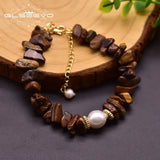 Baroque Pearl Bracelet Brown Stone Jewelry GB0201C