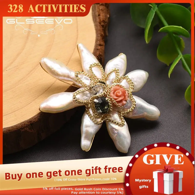 Natural Baroque Pearl Brooch Vintage Wedding Jewelry