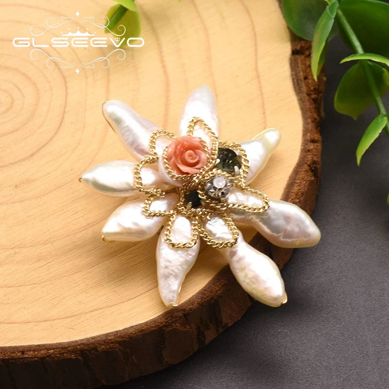 Natural Baroque Pearl Brooch Vintage Wedding Jewelry