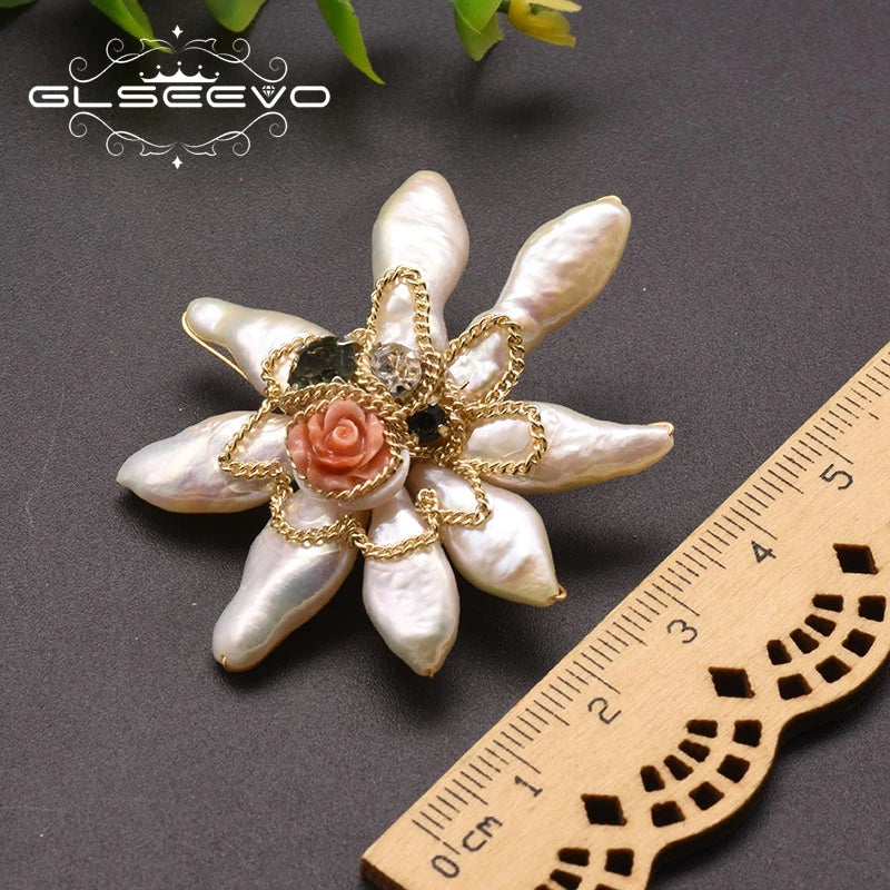 Natural Baroque Pearl Brooch Vintage Wedding Jewelry