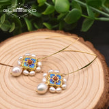 Baroque Pearl Earrings Cloisonne Wedding Jewelry