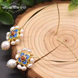 Baroque Pearl Earrings Cloisonne Wedding Jewelry