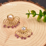 Baroque Pearl Fan-Shaped Earrings 925 Sterling Silver GE0997B
