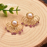 Baroque Pearl Fan-Shaped Earrings 925 Sterling Silver GE0997B