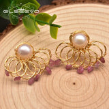 Baroque Pearl Fan-Shaped Earrings 925 Sterling Silver GE0997B