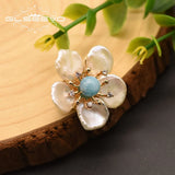 Baroque Pearl Flower Brooch Wedding Gift Fine Jewelry