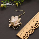 Baroque Pearl Flower Drop Earrings Wedding Party Gift Fine Jewelry GE0856