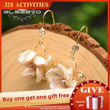 Baroque Pearl Flower Drop Earrings Wedding Party Gift Fine Jewelry GE0856