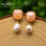 Baroque Pearl Green Glass Stud Earrings Women Bridal Wedding Gift GE0767D