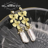 Baroque Pearl Flower Drop Earrings for Women Wedding Gift