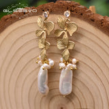 Baroque Pearl Flower Drop Earrings for Women Wedding Gift