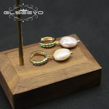 Baroque Pearls Emerald Punk Earrings Art Accessories Bridal GE1171C
