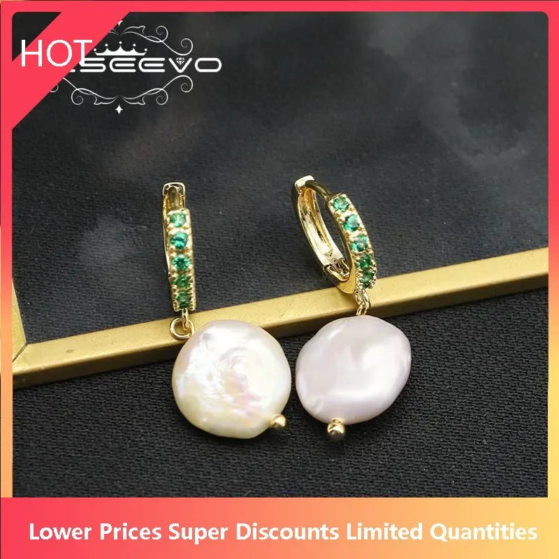 Baroque Pearls Emerald Punk Earrings Art Accessories Bridal GE1171C