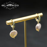 Baroque Pearls Emerald Punk Earrings Art Accessories Bridal GE1171C