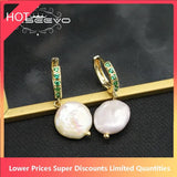 Baroque Pearls Emerald Punk Earrings Art Accessories Bridal GE1171C