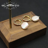 Baroque Pearls Earrings Rose Red Retro Court Style Jewelry GE1171D