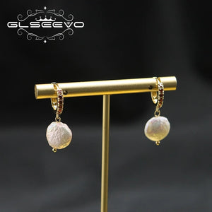 Baroque Pearls Earrings Rose Red Retro Court Style Jewelry GE1171D