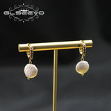 Baroque Pearls Earrings Rose Red Retro Court Style Jewelry GE1171D