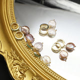Baroque Pearls Earrings Rose Red Retro Court Style Jewelry GE1171D