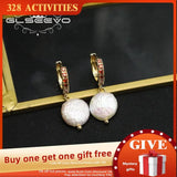 Baroque Pearls Earrings Rose Red Retro Court Style Jewelry GE1171D