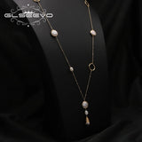 Baroque Pearls Sweater Chain Pendant Necklace Romantic Charm  Jewelry