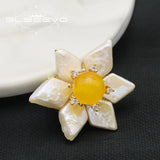Baroque Pearls Yellow Jade Brooch Romantic Rhinestone Jewelry