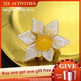 Baroque Pearls Yellow Jade Brooch Romantic Rhinestone Jewelry