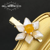 Baroque Pearls Yellow Jade Floral Hair Accessories Japanese Jewelry