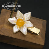 Baroque Pearls Yellow Jade Floral Hair Accessories Japanese Jewelry