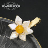 Baroque Pearls Yellow Jade Floral Hair Accessories Japanese Jewelry