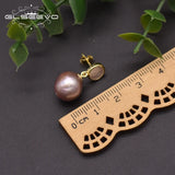 Baroque Purple Pearl Drop Earrings 925 Silver Gift for Her