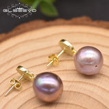 Baroque Purple Pearl Drop Earrings 925 Silver Gift for Her