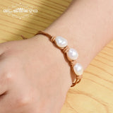 Baroque Pearl Cowhide Rope Bracelet For Women 8-9mm GB0160