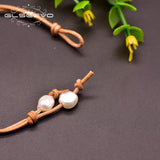 Baroque Pearl Cowhide Rope Bracelet For Women 8-9mm GB0160