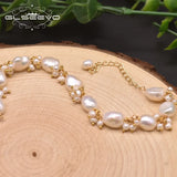 Natural Baroque Pearls Strand Bracelet Adjustable Charm Bracelet GB0928