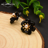 Agate Pearl Stud Earrings 925 Sterling Silver Flower Jewelry GE0780G