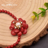 Natural Coral Female Bracelet Flower Shape Jewelry