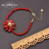 Natural Coral Female Bracelet Flower Shape Jewelry