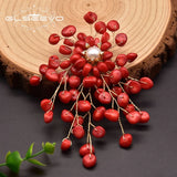 Coral Pearl Brooch Wedding Party Birthday Gift Jewelry