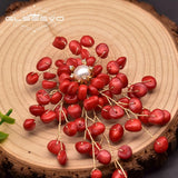 Coral Pearl Brooch Wedding Party Birthday Gift Jewelry
