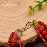 Natural Coral Multi-Layered Bracelet Charm Woman-Style Wedding Birthday