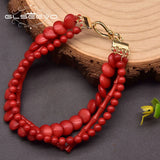 Natural Coral Multi-Layered Bracelet Charm Woman-Style Wedding Birthday