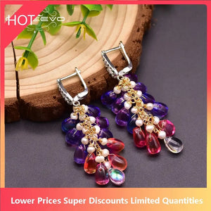 Crystal Statement Drop Earrings Colorful Jewelry GE0954
