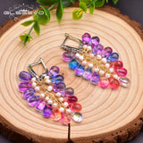 Crystal Statement Drop Earrings Colorful Jewelry GE0954