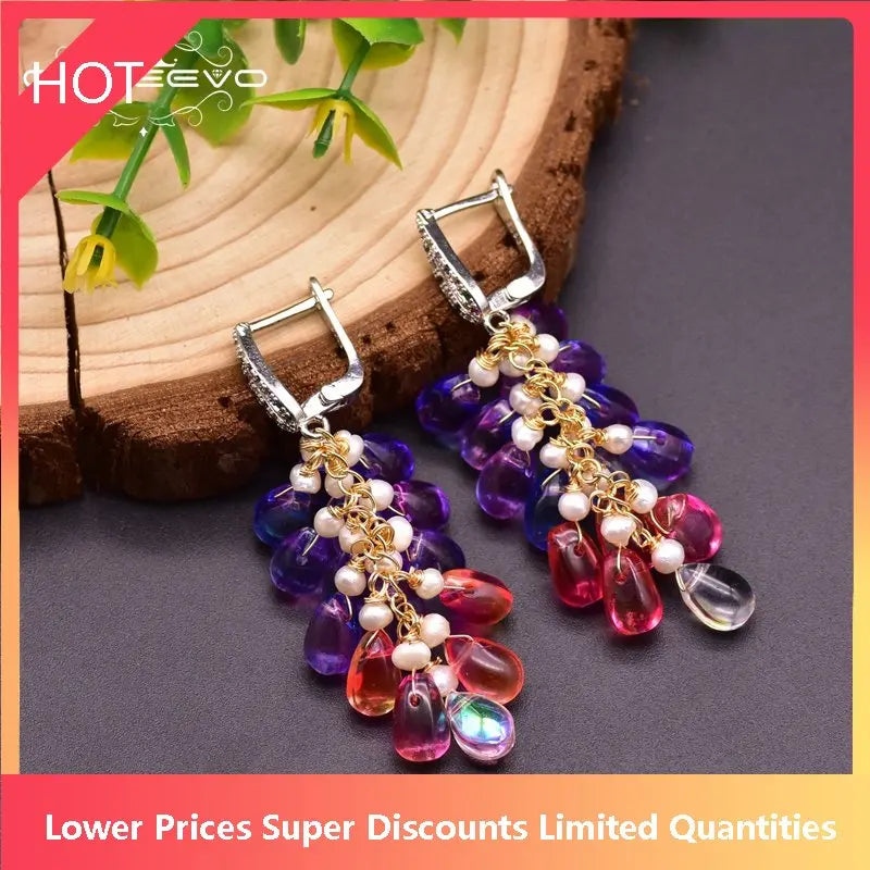 Crystal Statement Drop Earrings Colorful Jewelry GE0954
