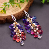 Crystal Statement Drop Earrings Colorful Jewelry GE0954